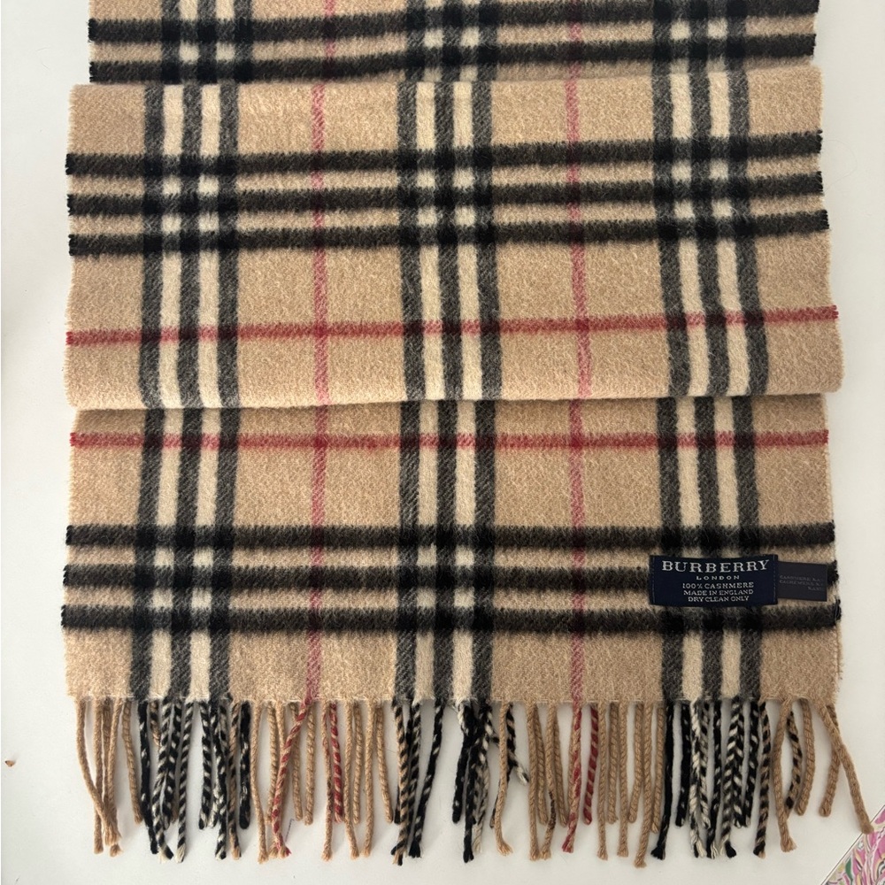 Burberry Classic Beige and Black Cashmere Scarf